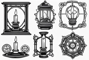 steampunk candle holder tattoo idea