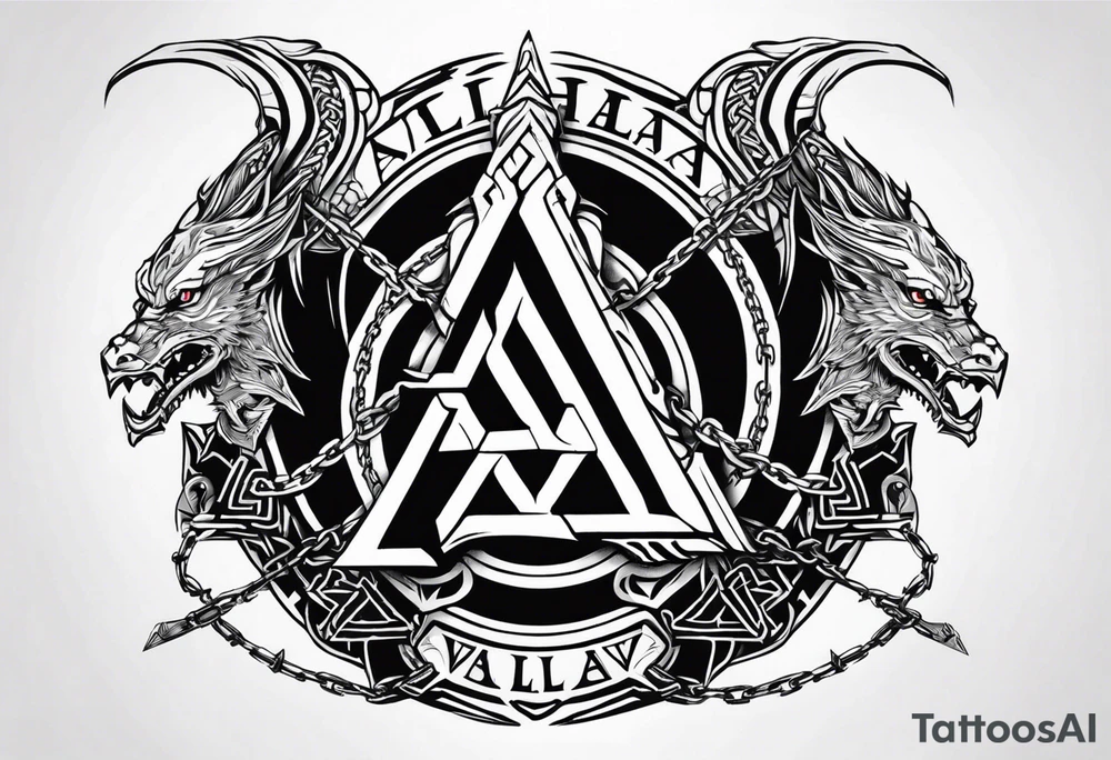Valhalla sword shield dragon axe barbed wire chains valknut fire tattoo idea Valhalla sword shield dragon axe barbed wire chains valknut fire tattoo idea