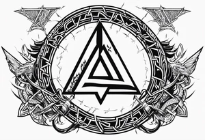 Valhalla valknut shield sword dragon axe barbed wire tattoo idea