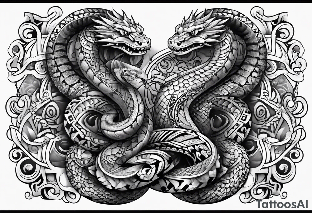 aztec snake sleeve tattoo idea