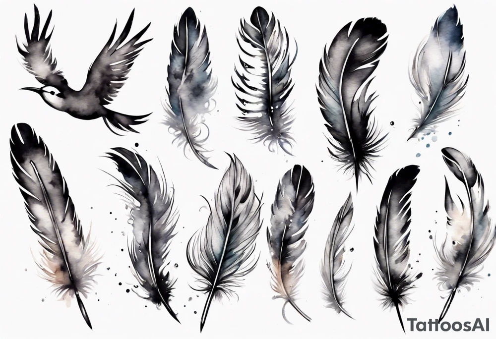 birds flying out from a feather tattoo idea