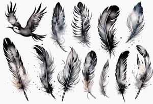 birds flying out from a feather tattoo idea