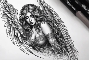 Angel of death dancing with the devil tattoo idea