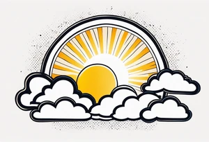 sunshine with rays
and clouds
old school vintage simple traditional design 

bold color simple tattoo idea