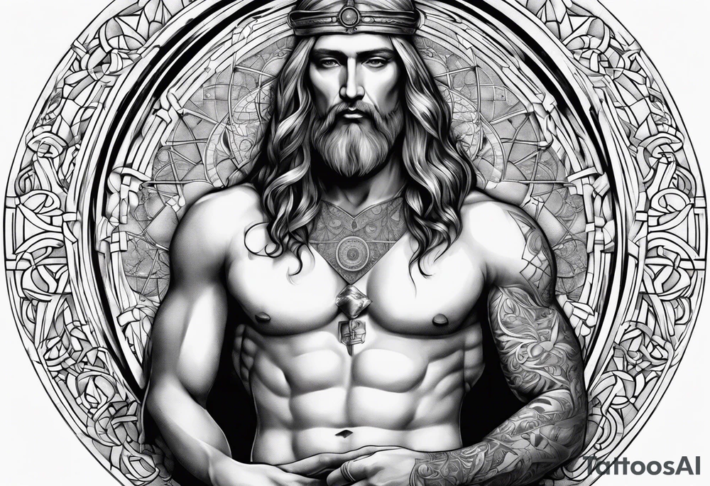 da Vinci virtuvian man with sexy female tattoo idea
