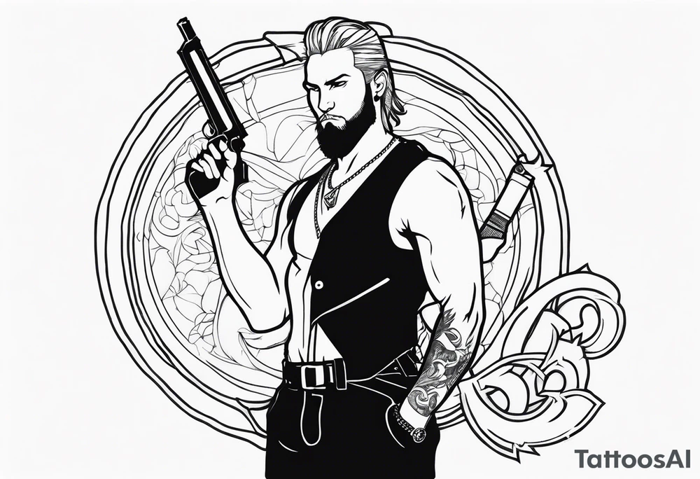 capricorn man with gun tattoo idea