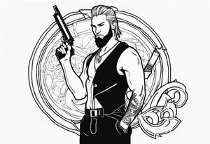 capricorn man with gun tattoo idea
