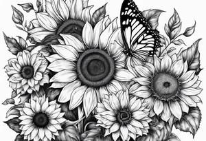 Sunflowers and butterflies tattoo idea