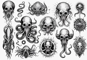 lovecraft mythe long tattoo 
with lot of tentacle for forearm and hand
crazy tattoo idea