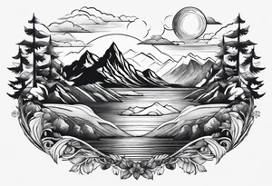 Mountains and ocean tattoo idea