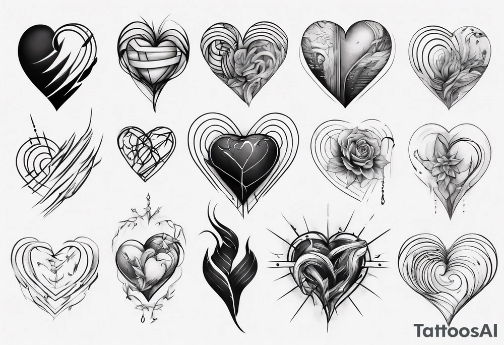 A modern heart made of lines tattoo idea