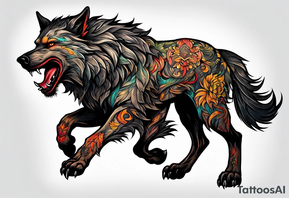 leaping warg tattoo idea