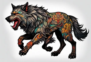 leaping warg tattoo idea