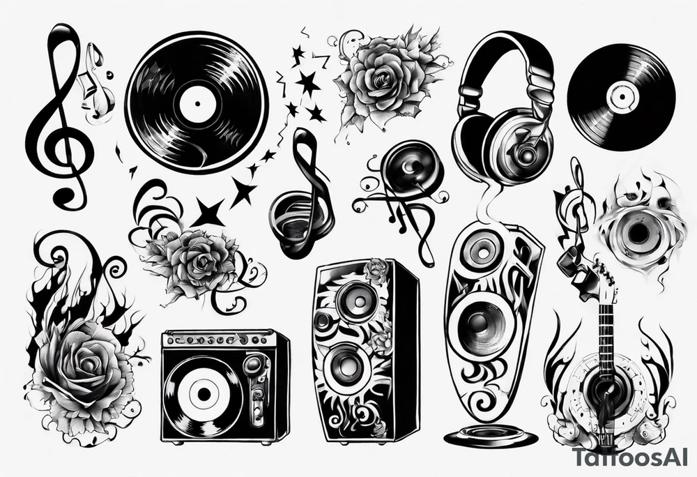 sound music vinyl tattoo idea