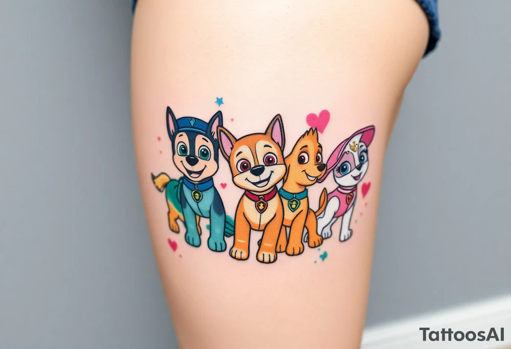 full squad of paw patrol tattoo idea