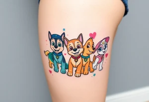full squad of paw patrol tattoo idea
