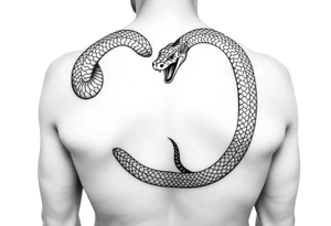 Can you give an example of a snake tattoo that wraps around the elbow and ends on the forearm on the ulnar side? With the words jealous, shame, and black heart subtly incorporated. tattoo idea
