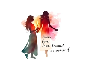 Silhouette of mother passing a flame to two daughters. Make the flame in watercolor motif and the silhouettes simple. Incorporate the words power, love and sound mind tattoo idea
