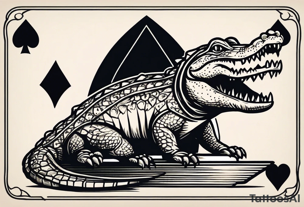 Alligator on a ace of spades poker card tattoo idea