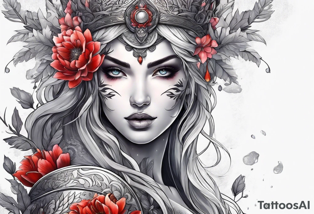 warrior, snow, flower tattoo idea