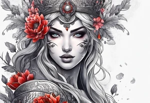 warrior, snow, flower tattoo idea
