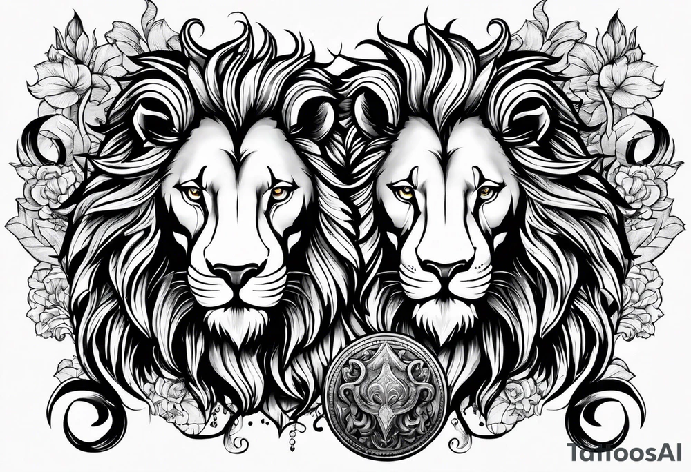 3 aries & lion tattoo idea