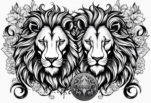 3 aries & lion tattoo idea
