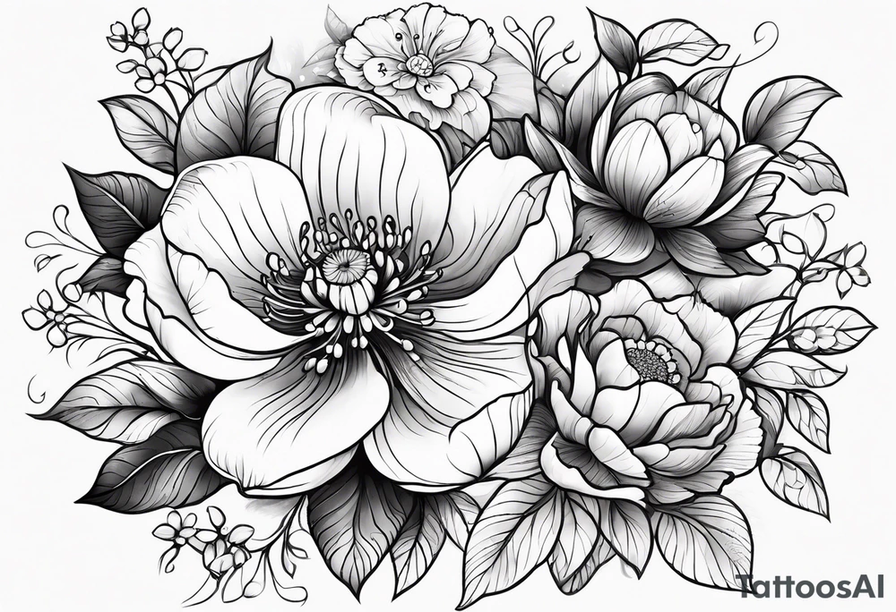 ornaments of flowers tattoo idea