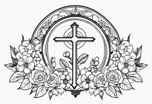 Pretty Catholic tattoo small with flowers tattoo idea