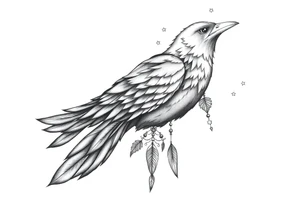 Raven dream catcher milky way moon shooting star tattoo idea
