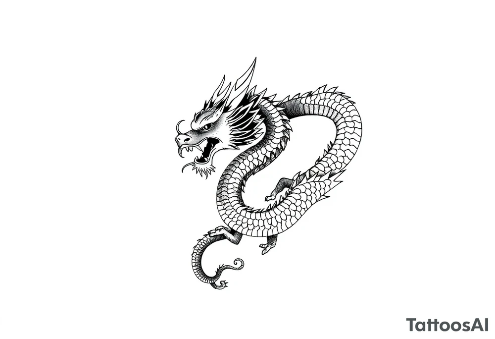 storm clouds and lightning mixed throughout, eastern dragon wrapping around the arm, tattoo idea