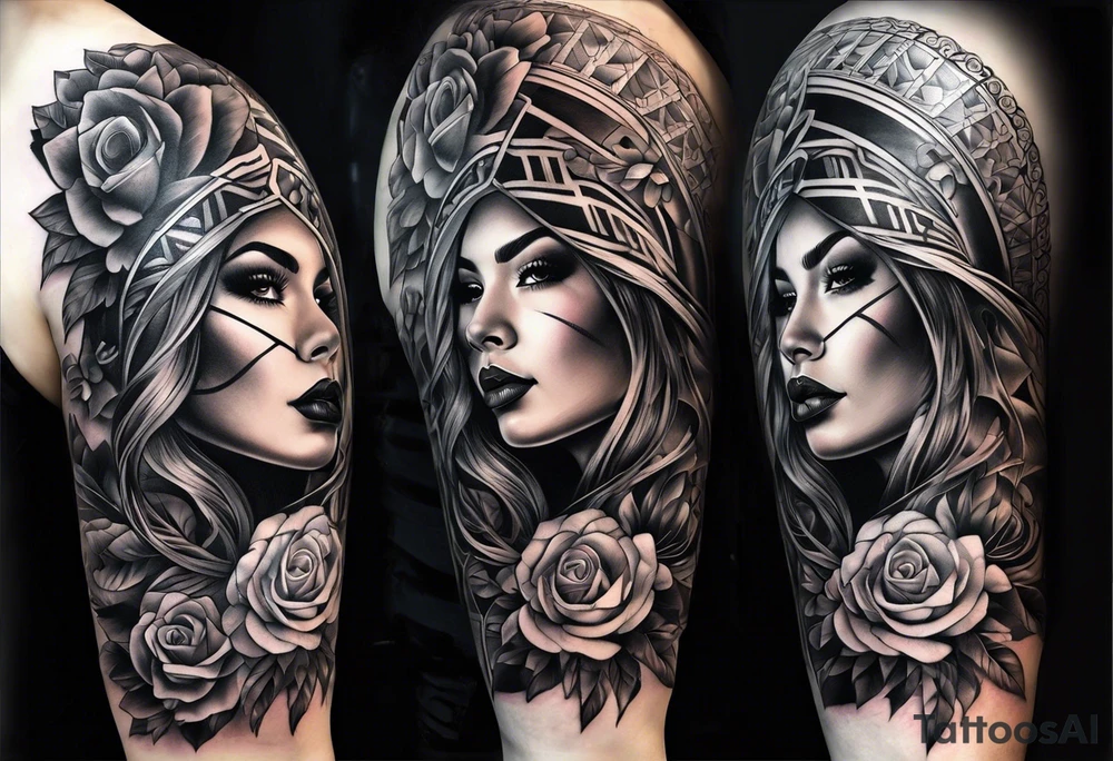 Chicano style tattoo for leg sleeve tattoo idea