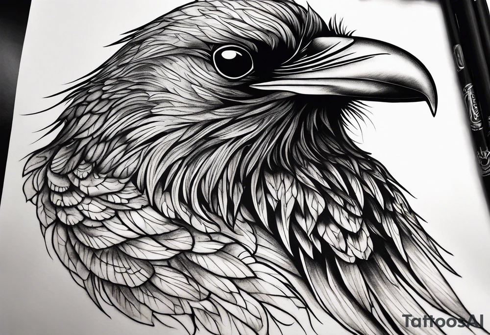 Raven mid transformation into a phoenix tattoo idea