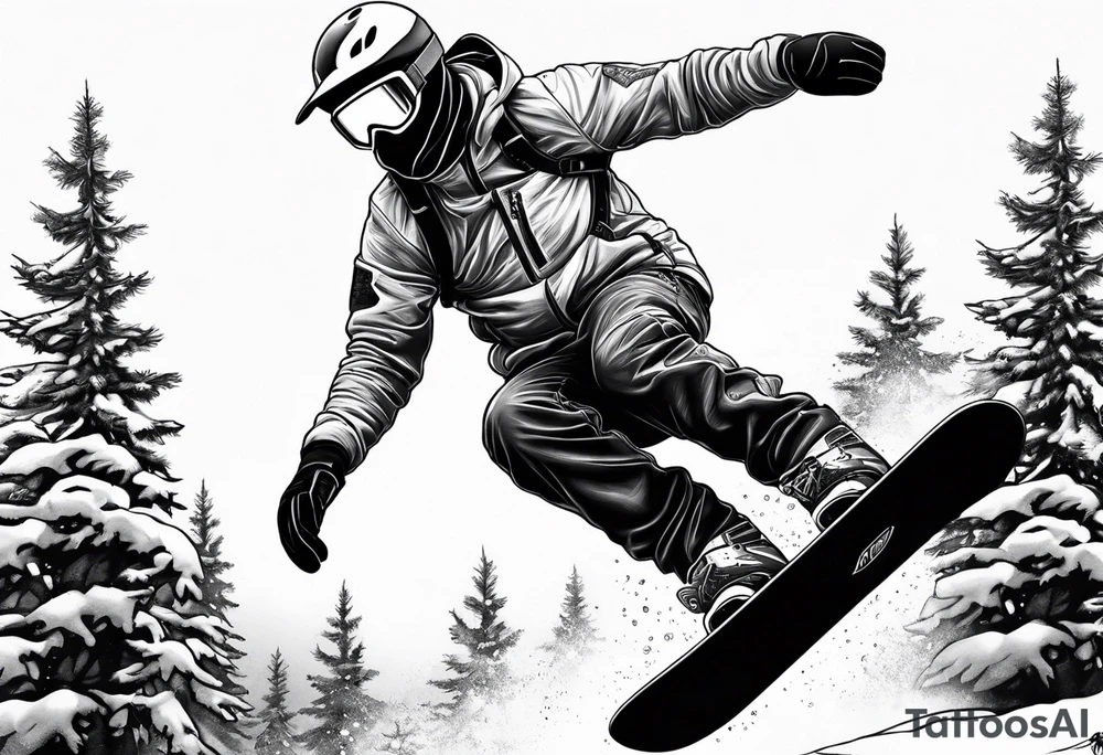 Un snowboardeur qui ride sur un park tattoo idea