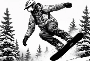Un snowboardeur qui ride sur un park tattoo idea