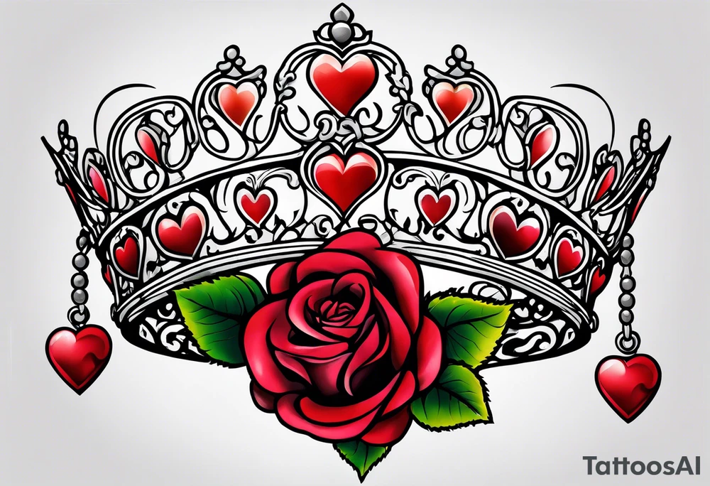 the rose queen's crown with a heart tattoo idea
