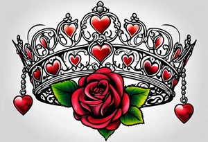 the rose queen's crown with a heart tattoo idea