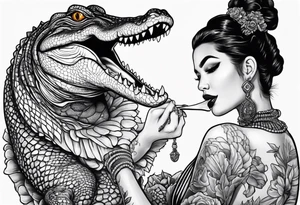 Alligator eating a woman tattoo idea