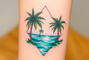 Palm trees, water, florida, all fit in a triangle tattoo idea