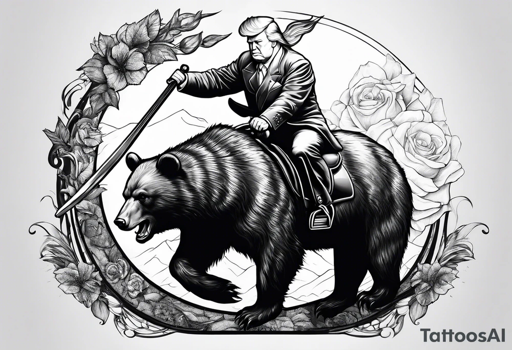 Donald trump riding bear tattoo idea