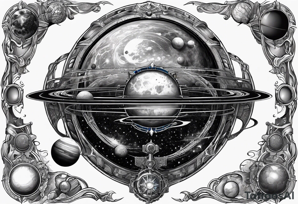 Man solar planet space tattoo idea