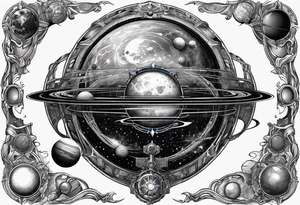 Man solar planet space tattoo idea