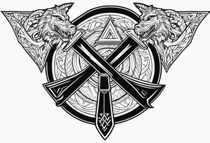 Valhalla sword shield dragon axe Valknut helm of awe tattoo idea