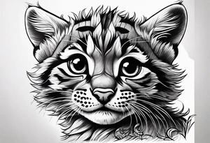 Super cute cartoon wildcat cub tattoo idea