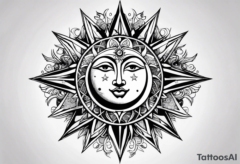 Sun and moon tattoo idea