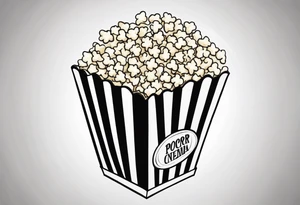 Traditional cinema Popcorn box with vertical stripes tattoo idea