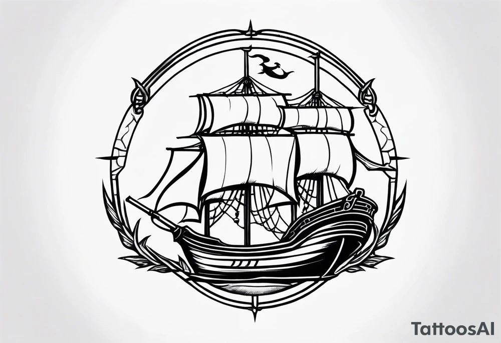pirate ship anchor tattoo idea