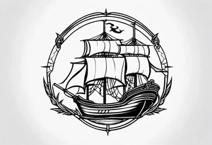 pirate ship anchor tattoo idea