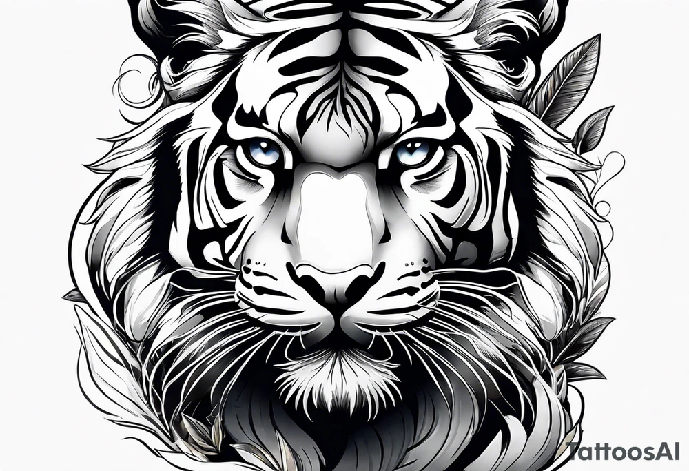 Female tiger in the jungle tattoo idea