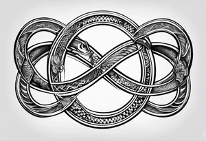 A infinity sign with a musky jumping out tattoo idea